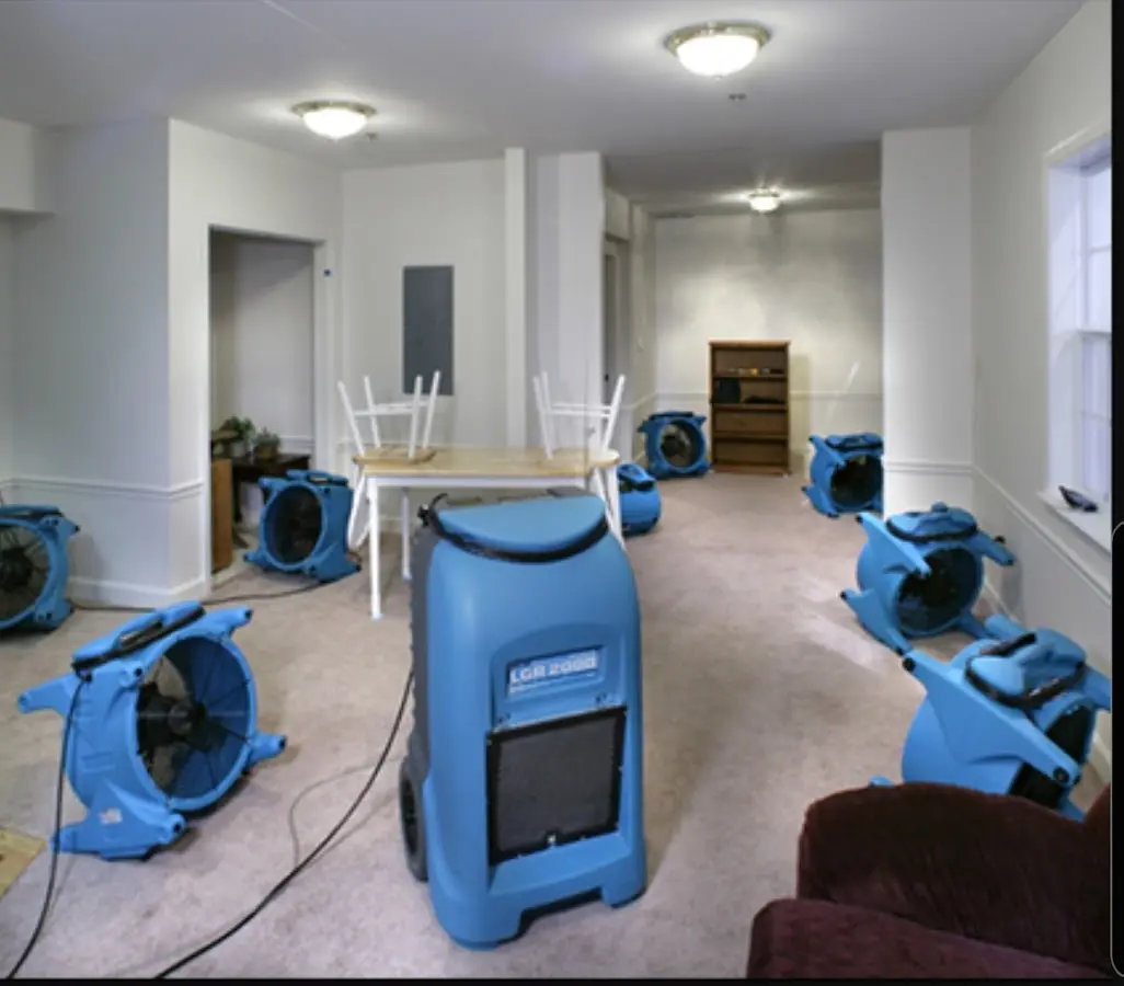 Air movers and dehumidifier setup for Water Extraction & Removal in Halifax